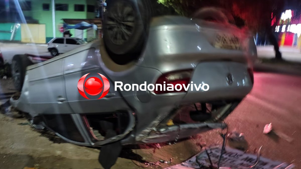 PERDEU O CONTROLE: Capotamento de Gol deixa dois feridos na Avenida Imigrantes 