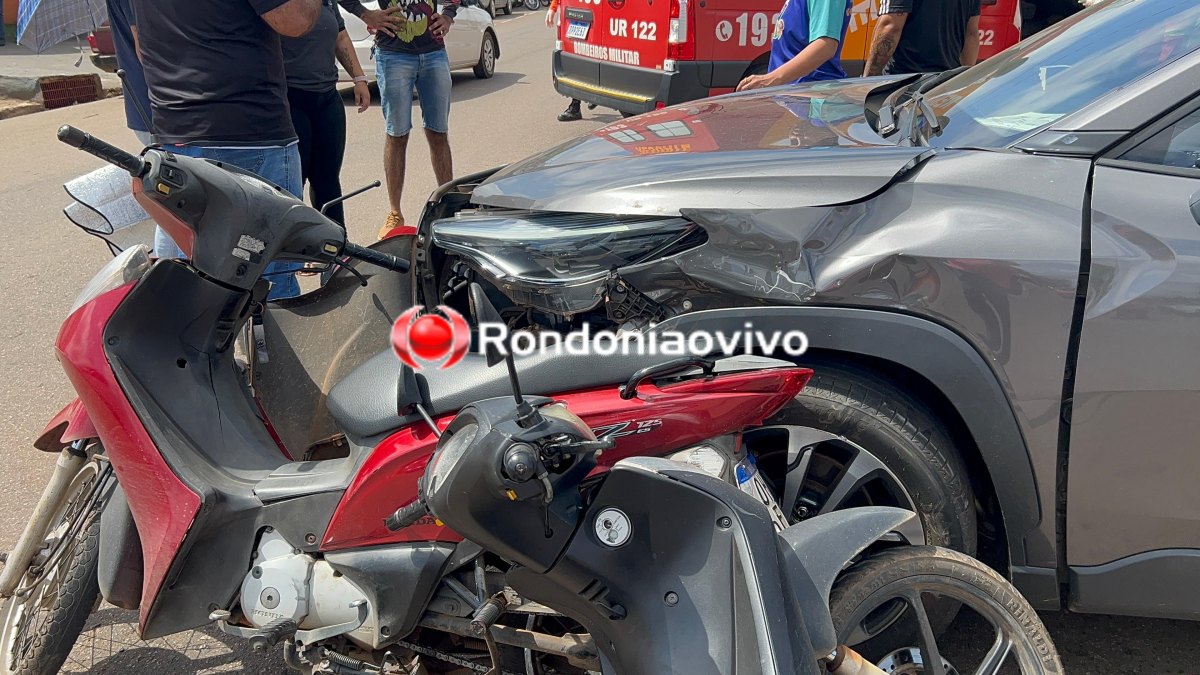 URGENTE: Criança e duas mulheres ficam feridas após acidente entre motos e carro