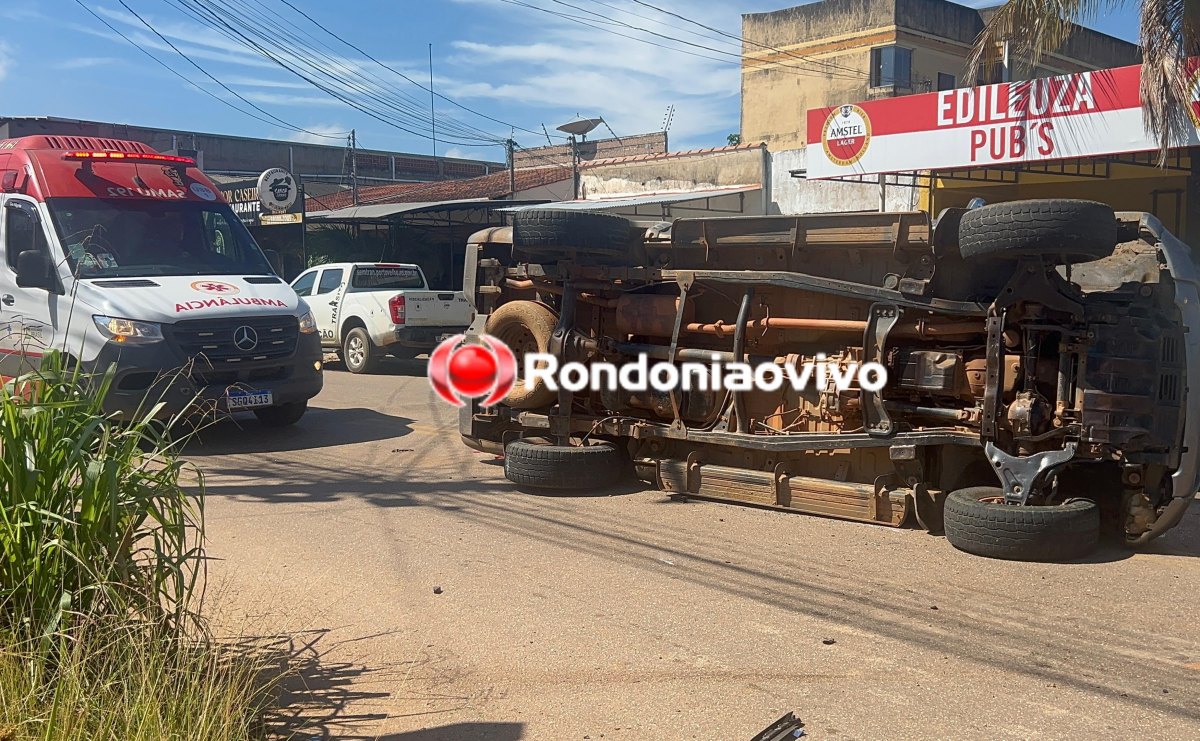 VÍDEO: Capotamento de caminhonete é filmado por câmera de segurança no Centro