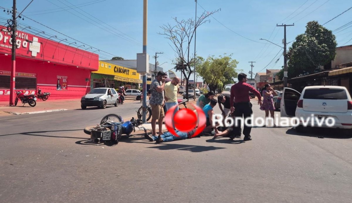 URGENTE: Moto aplicativo e passageira ficam feridos em acidente na Guaporé 