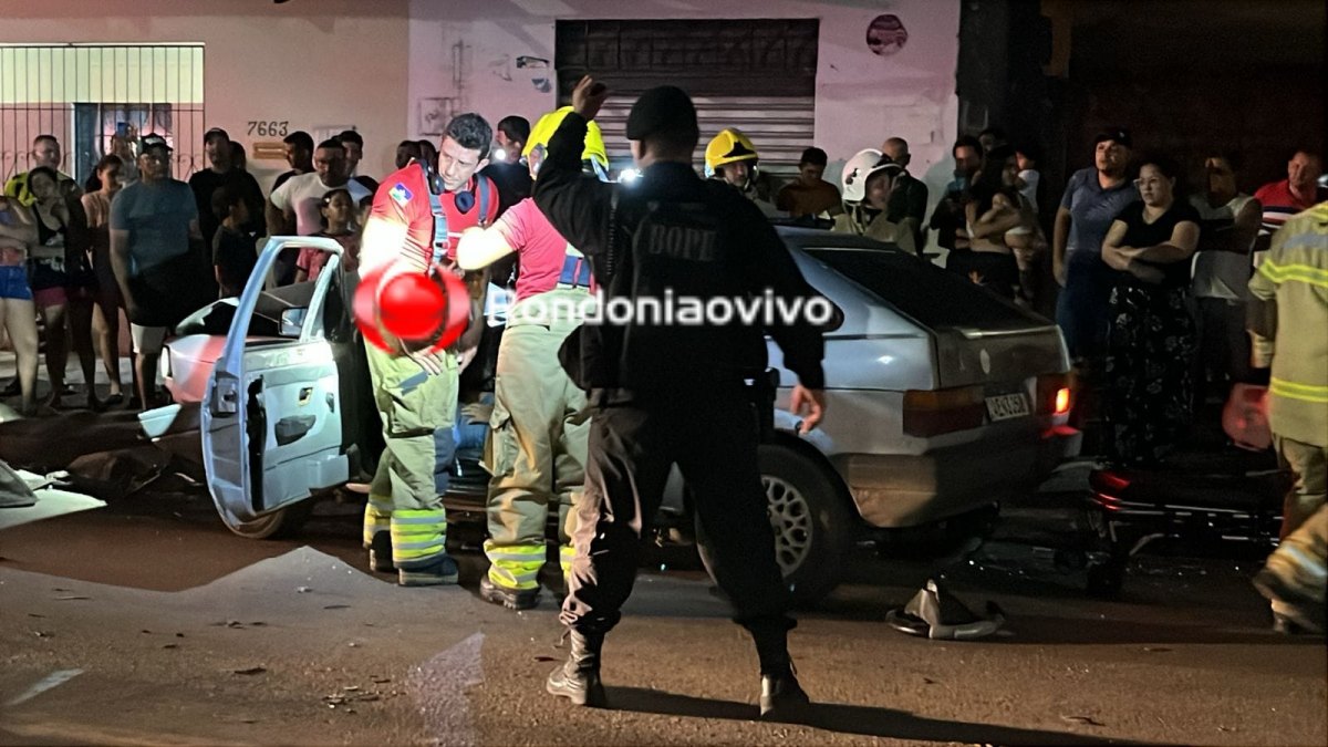 URGENTE: Motorista fica presa nas ferragens em grave colisão entre três carros 