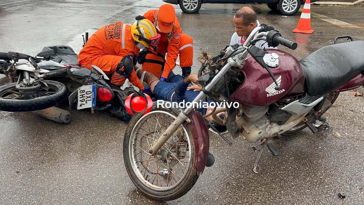 VÍDEO: Homem sofre grave acidente envolvendo motos e caminhão