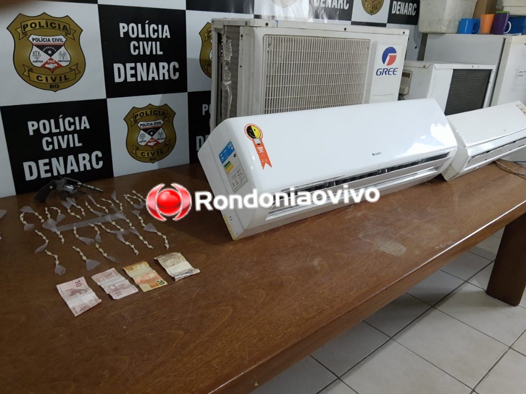 CAIU: Denarc prende traficante em boca de fumo com droga, arma e centrais de ar