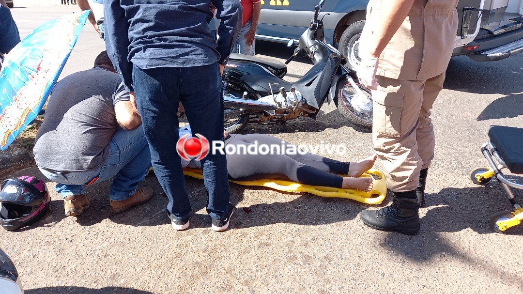 VÍDEO: Mulher fica ferida após ser atingida por caminhonete em semáforo