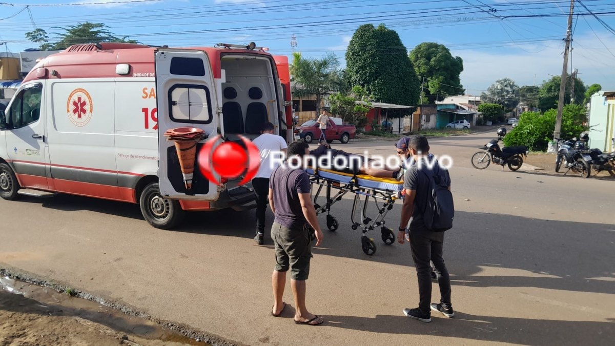 URGENTE: Motociclista de 25 anos sofre vários ferimentos em acidente na faixa de pedestre