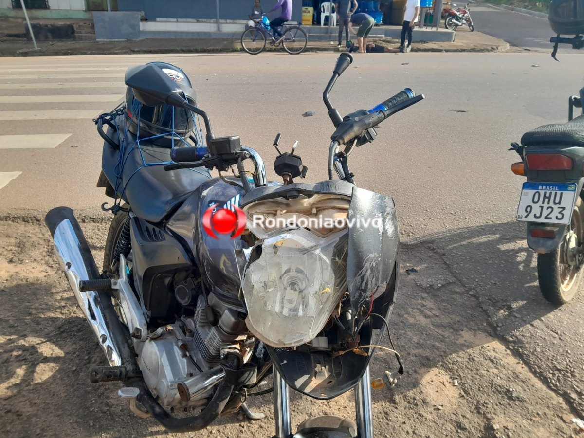 URGENTE: Motociclista de 25 anos sofre vários ferimentos em acidente na faixa de pedestre