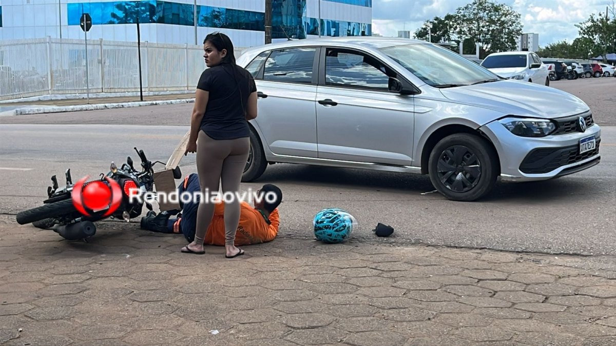 NA FARQUAR: Acidente em frente ao CPA deixa motociclista lesionado