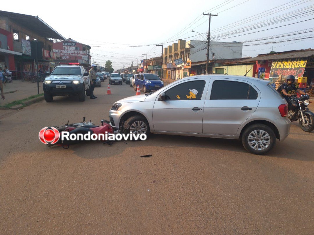 INABILITADO: Motociclista fica lesionado após colisão com carro na zona Leste da capital