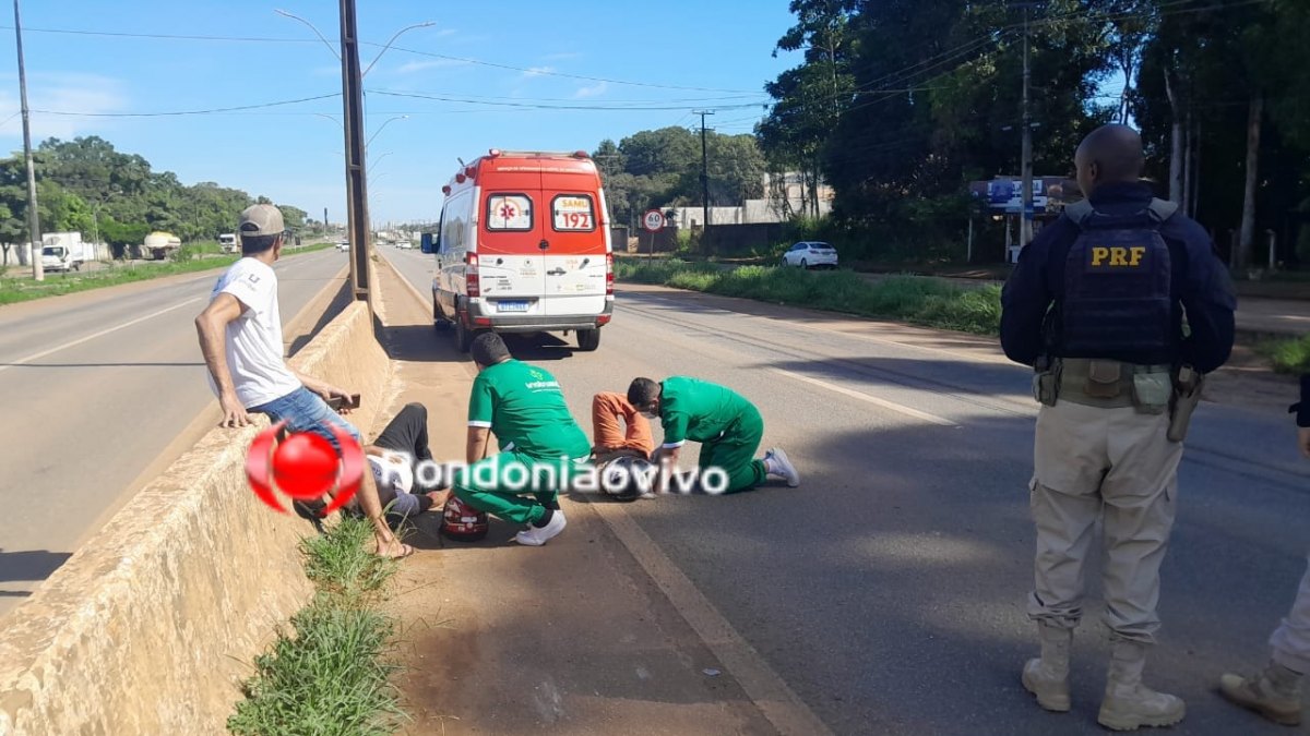 PERDEU O CONTROLE: Casal fica gravemente ferido após moto bater em mureta na BR-364 