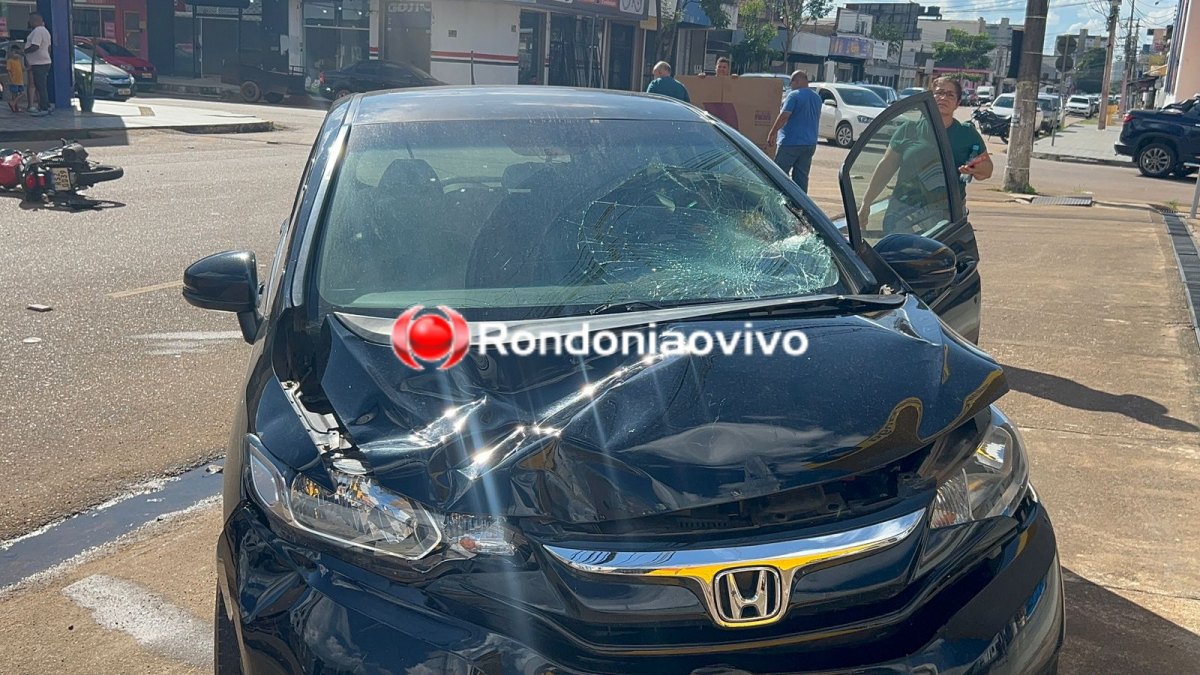 CARRO AVANÇOU: Motociclista fica em estado gravíssimo em acidente no Centro