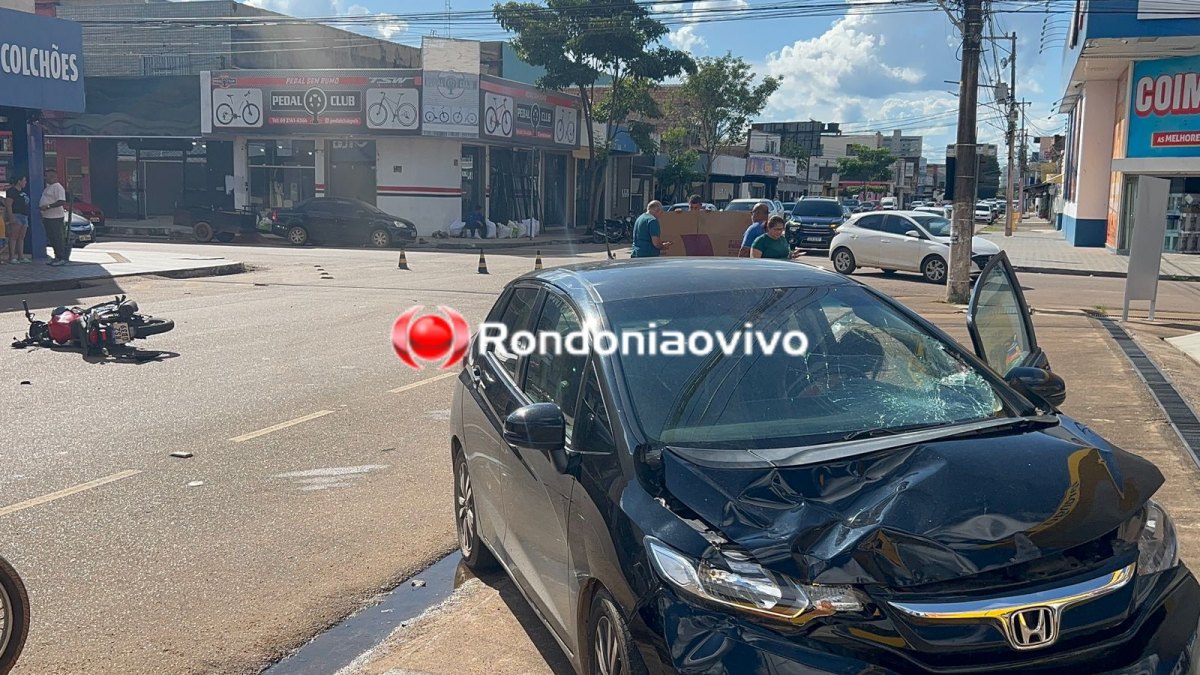 CARRO AVANÇOU: Motociclista fica em estado gravíssimo em acidente no Centro