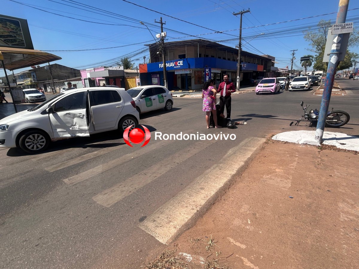 URGENTE: Moto aplicativo e passageira ficam feridos em acidente na Guaporé 