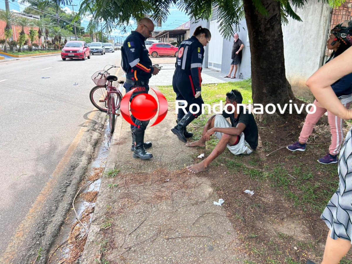 VÍDEO: Ciclista sofre ferimentos no rosto após ser atropelado por carro em Porto Velho