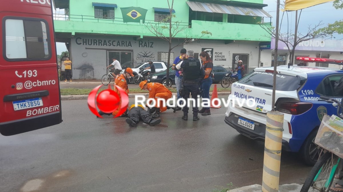 VÍDEO: Dois motociclistas ficam feridos após colisão com carro em avenida