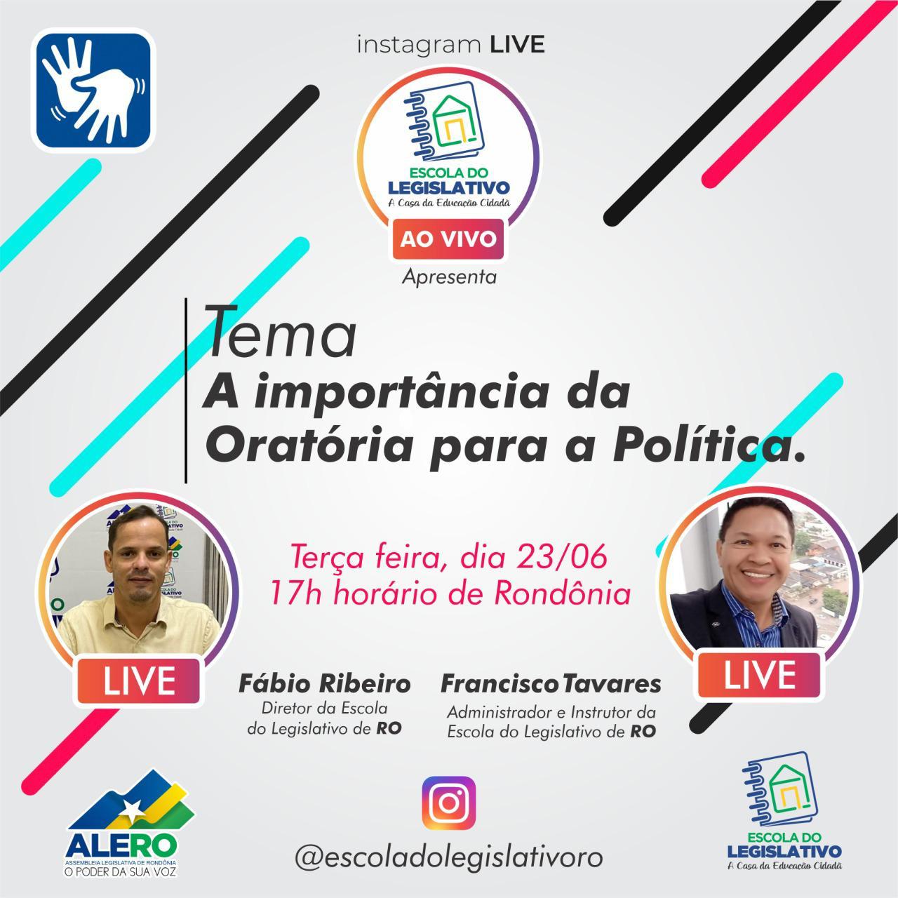 REDES SOCIAIS: Live da Escola do Legislativo aborda importância da Oratória