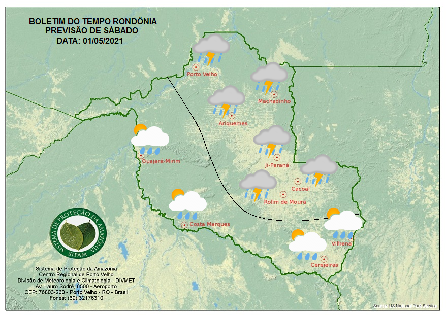 RONDÔNIA: Feriado do trabalhador deve ter chuva em todas as regiões, diz Sipam