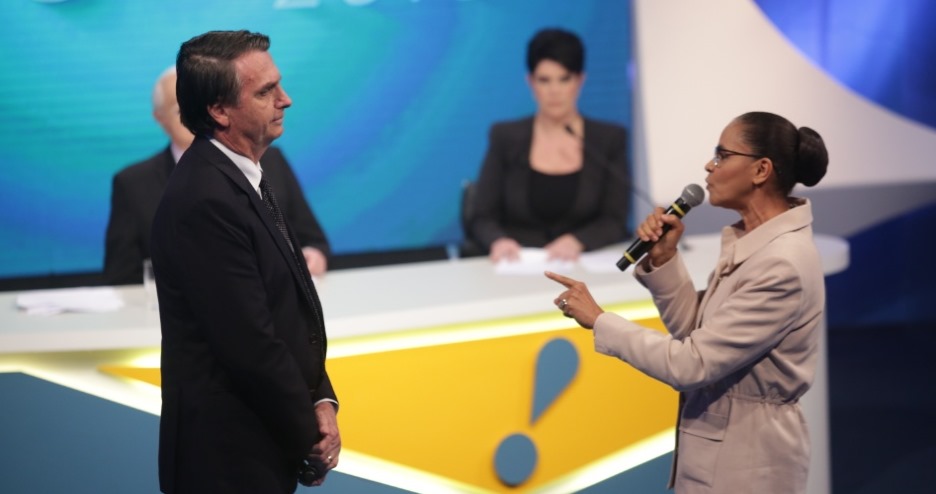 DEBATE: Marina ataca Bolsonaro por mulher e armas: 