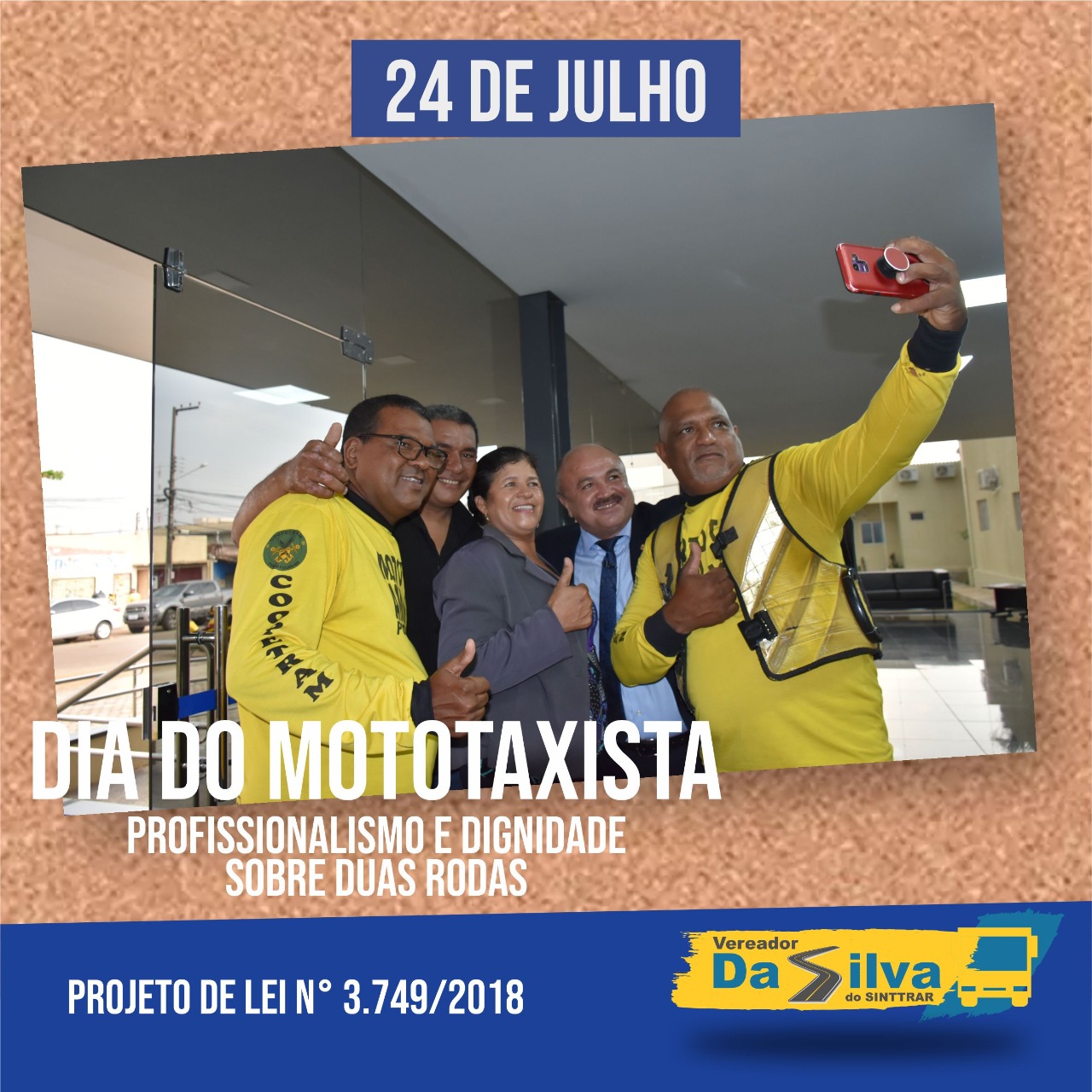 MOTOTAXISTAS: Vereador Da Silva do SINTTRAR parabeniza categoria pelo seu dia