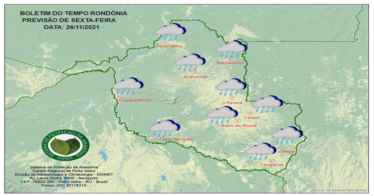 CLIMA: Confira a previsão do tempo para esta sexta-feira (26) em Rondônia 