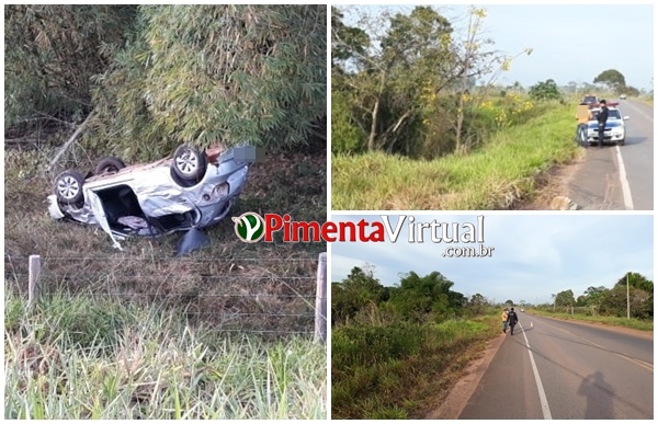 GRAVE: Carro capota e cinco pessoas ficam feridas em rodovia de Rondônia