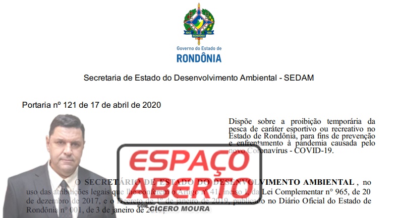 ESPAÇO ABERTO: Governador manda cancelar Portaria que proibia pesca no estado