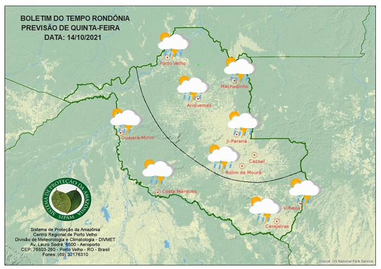 CLIMA: Confira a previsão do tempo para esta quinta-feira (14) em Rondônia 